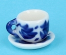 Cw7208 - Tazza e piattino decorati di blu